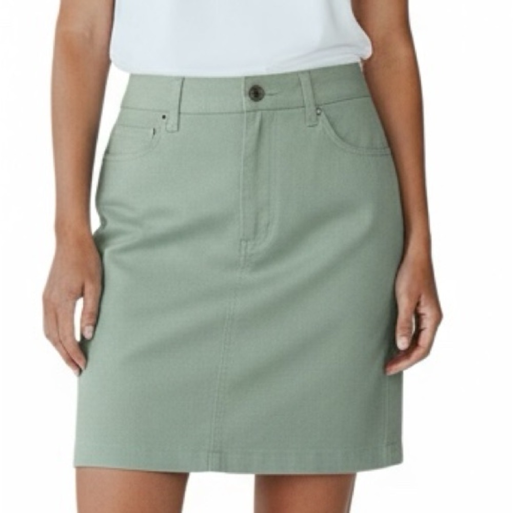 👛 (ANY 2/$20)Vintage STREET WORN Jean Style Stretchy Cotton Green Skirt 15/16